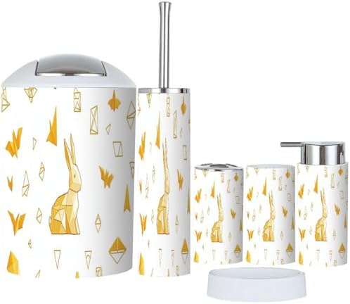 Stylish Boho Bathroom Accessory Set with 6 Essential Pieces
