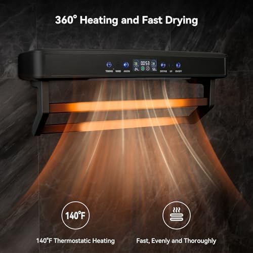 Electric Heated Towel Warmer Rack with Touch Screen and Air Purification
