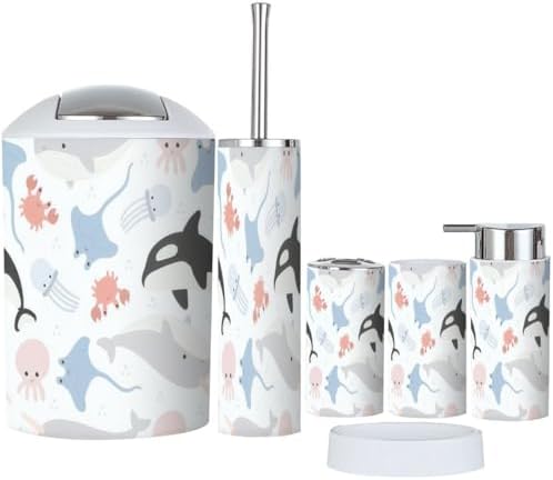 Underwater Seemless Pattern Cartoon Bath Set for Kids