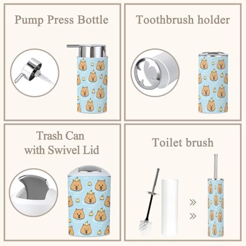 6 Piece Bathroom Accessories Set - Cute and Functional Trading