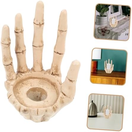 Halloween Skull Candle Holder Resin Skeleton Hand Tea Light Stand