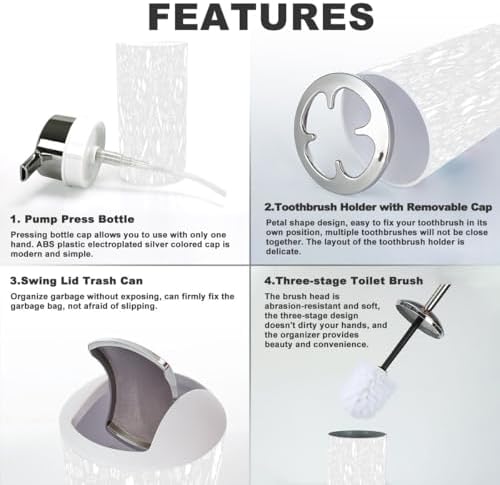 Stylish 6-Piece Bathroom Accessory Set Mathematical Precision Seamless Design