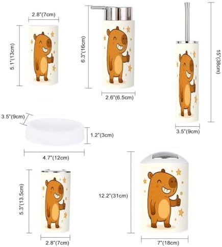 6-Piece Boho-Capybara Bathroom Accessory Set for Home Kitchen