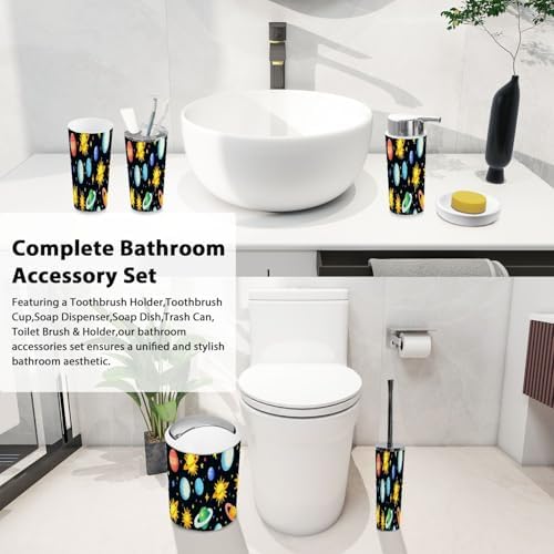 Bath Time Style Boho Space Celestial Meets 6-Piece Bathroom Accessory Set
