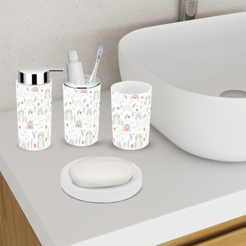 Rustic Bathroom Accessory Set 6 Piece Rainbow Decor