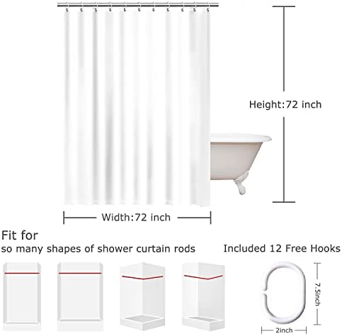 RosieLily Fish Shower Curtain Set with 12 Hooks Waterproof Durable for Kids