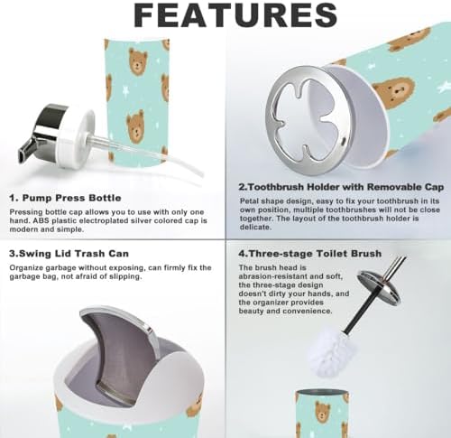 Cute Teddy Bear Bathroom Accessories Set