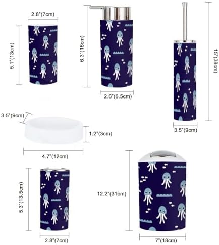 6-Piece Retro Jelly Fish Bath Accessories Set