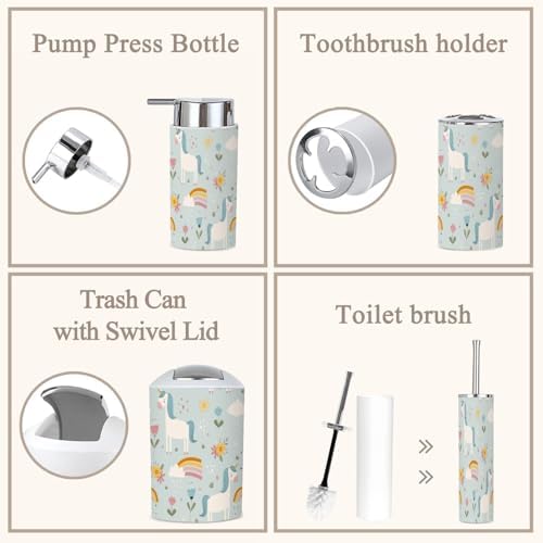 6-Piece Bathroom Accessories Set - Cute Flower Design for Modern Bathrooms