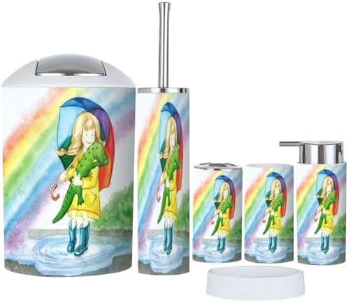 6 Piece Bathroom Accessory Set with Crocodile Design