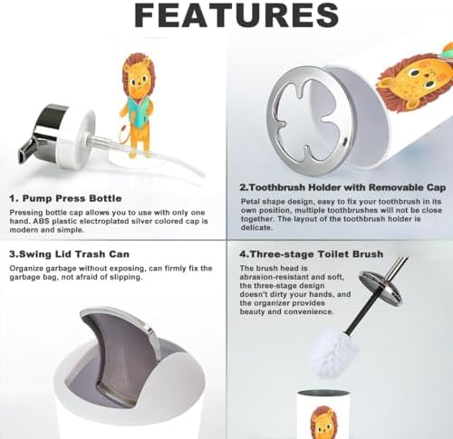 Cute Baby Lion Kids Bathroom Accessory Set