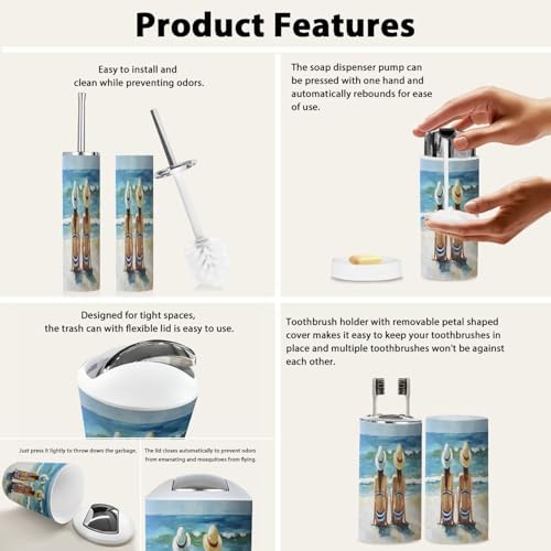 Boho Beach Decor Bathroom Accessory Set 6 Piece