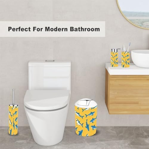 6-Piece Bathroom Set with Shark Pattern Looking Good