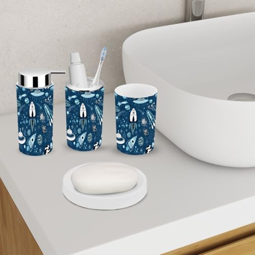 Bathroom Accessory Set for Kids Cartoon Space Planets Durable Eco-Friendly