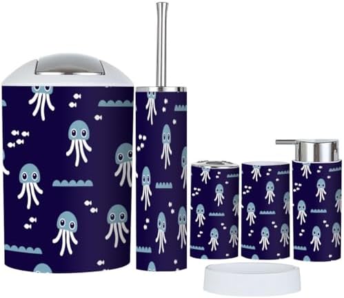 6-Piece Retro Jelly Fish Bath Accessories Set