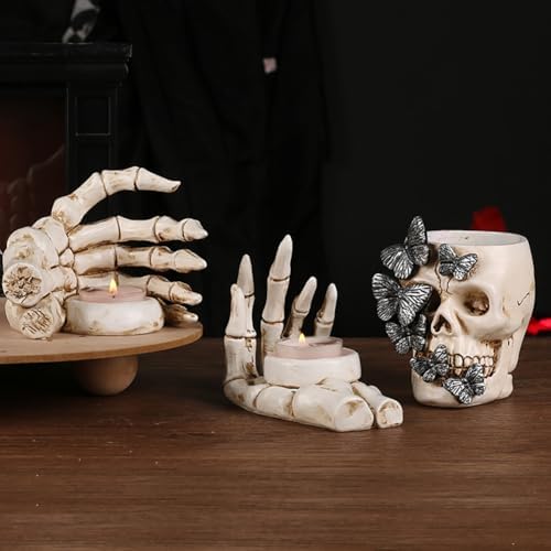 Festive Halloween Skeleton Tea Skull Pen Holders Katutude