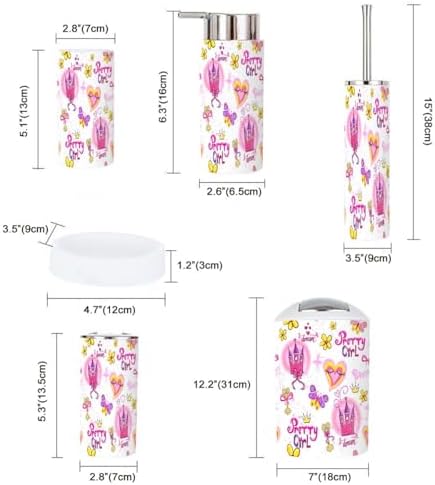 Bathroom Accessories 6 Pcs Set Childish Cartoon Repeated Design