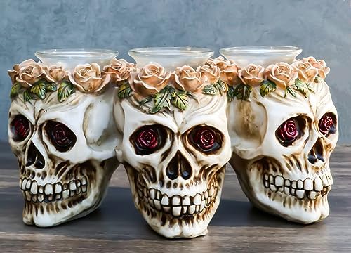 Ebros Gift Trio Gothic Rose Skulls fragrance holder