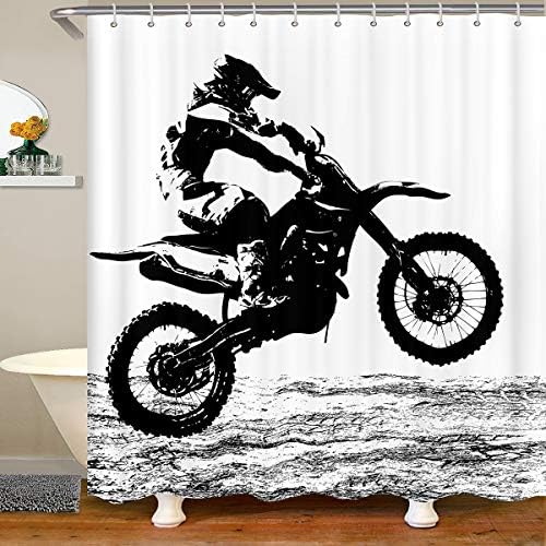 Dirt Bike Shower Curtain for Extreme Sport