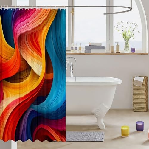 Feelyou Rainbow Bath Curtain Set 72x78 inch for Kids Teens