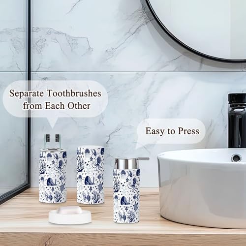 6-Piece bathroom Accessories Set Underwater Animals SeamoSEQ Durable and Functional