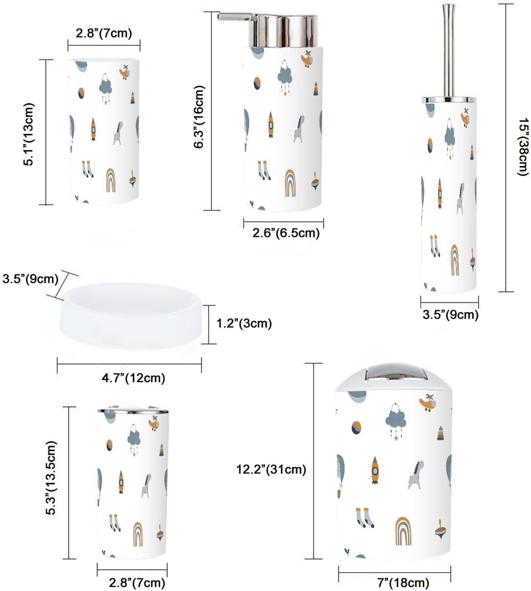 XNGJEMVWXO 6-Piece Bohemian Bathroom Accessory Set for Kids Babies