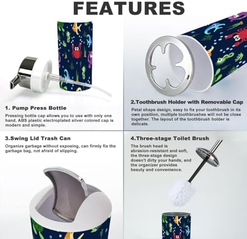 6 Piece Bathroom Accessory Set with Under Sea Design