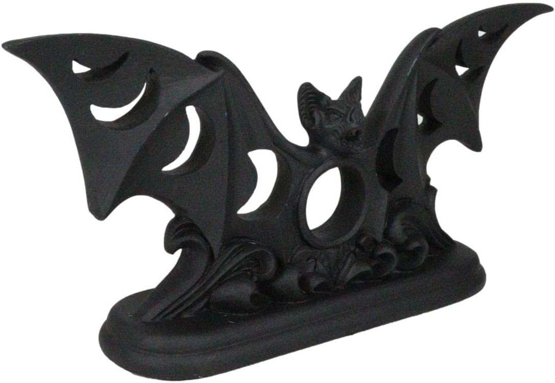 Ebros Gift Gothic Vampires Bat Votive Holder with Moon Phases