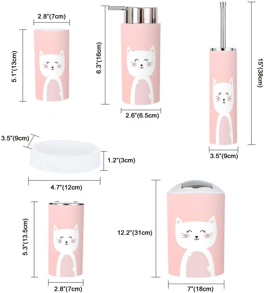 Bathroom Accessories Set 6 Pcs Cute Animal Decor