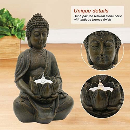 Meditation Buddha Figurine with LED Tea Lights