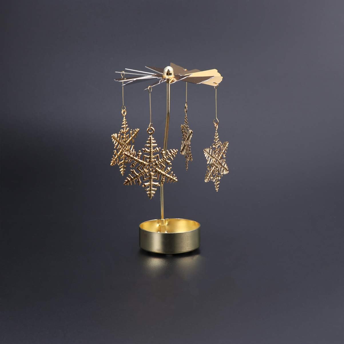 Romantic Rotating Snowflake Candlestick Holder
