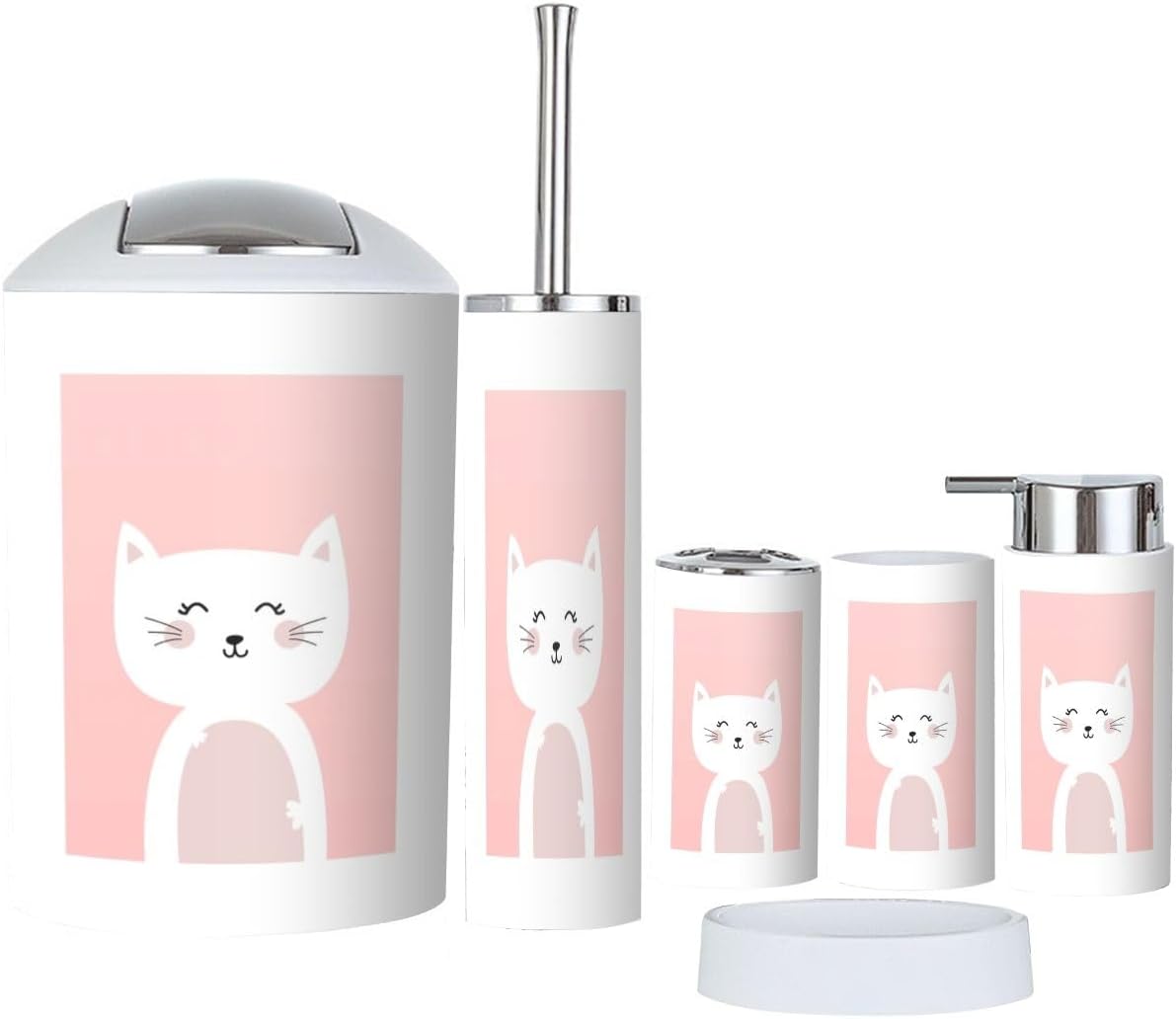 Bathroom Accessories Set 6 Pcs Cute Animal Decor Organizer