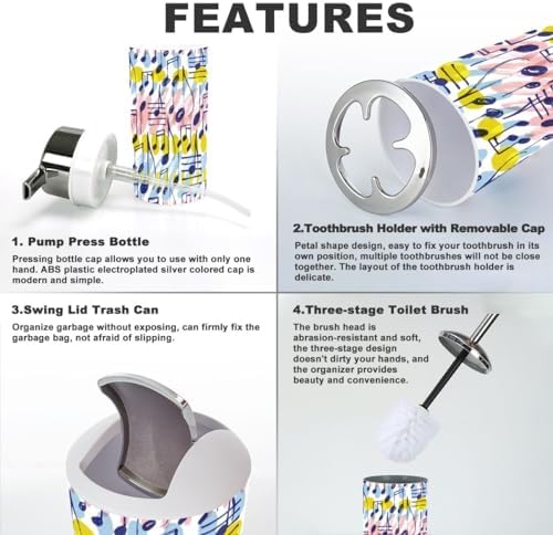 Bathroom Accessory Set - 6 Piece Artistic Design