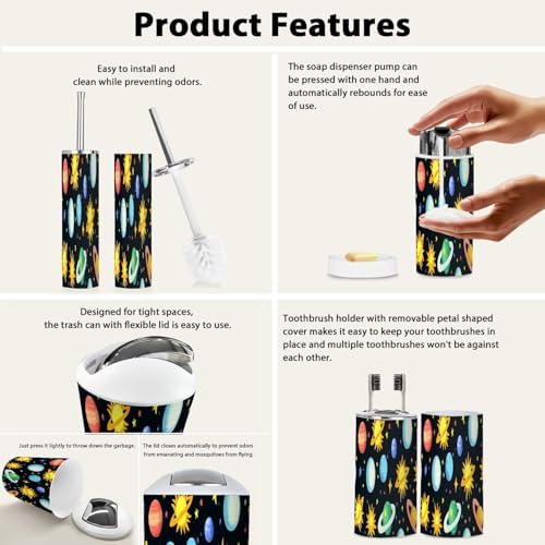 Bath Time Style Boho Space Celestial Meets 6-Piece Bathroom Accessory Set