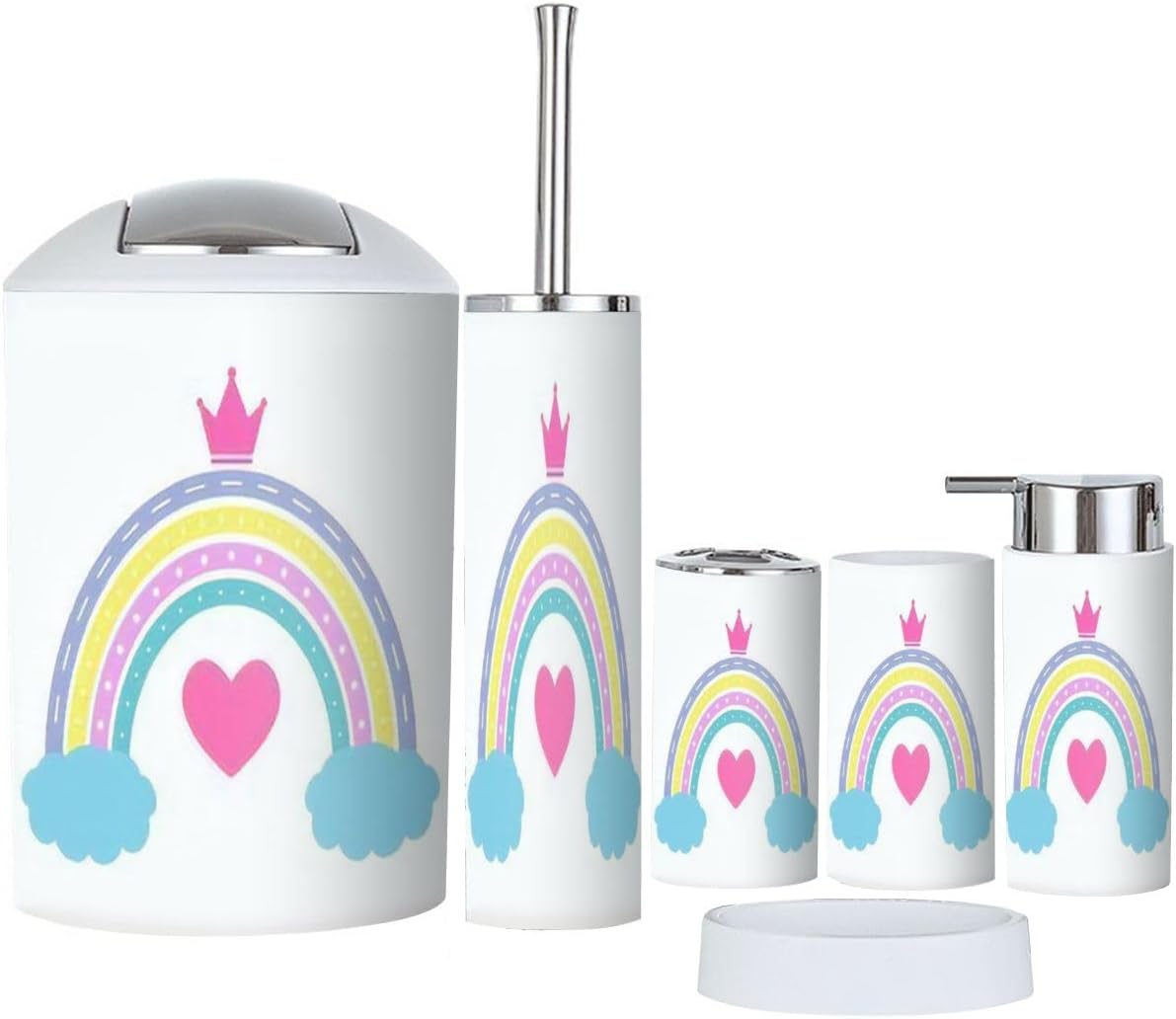 Bathroom Accessory Set - Rainbow Rainbow Fastpitch Scandinavian Style