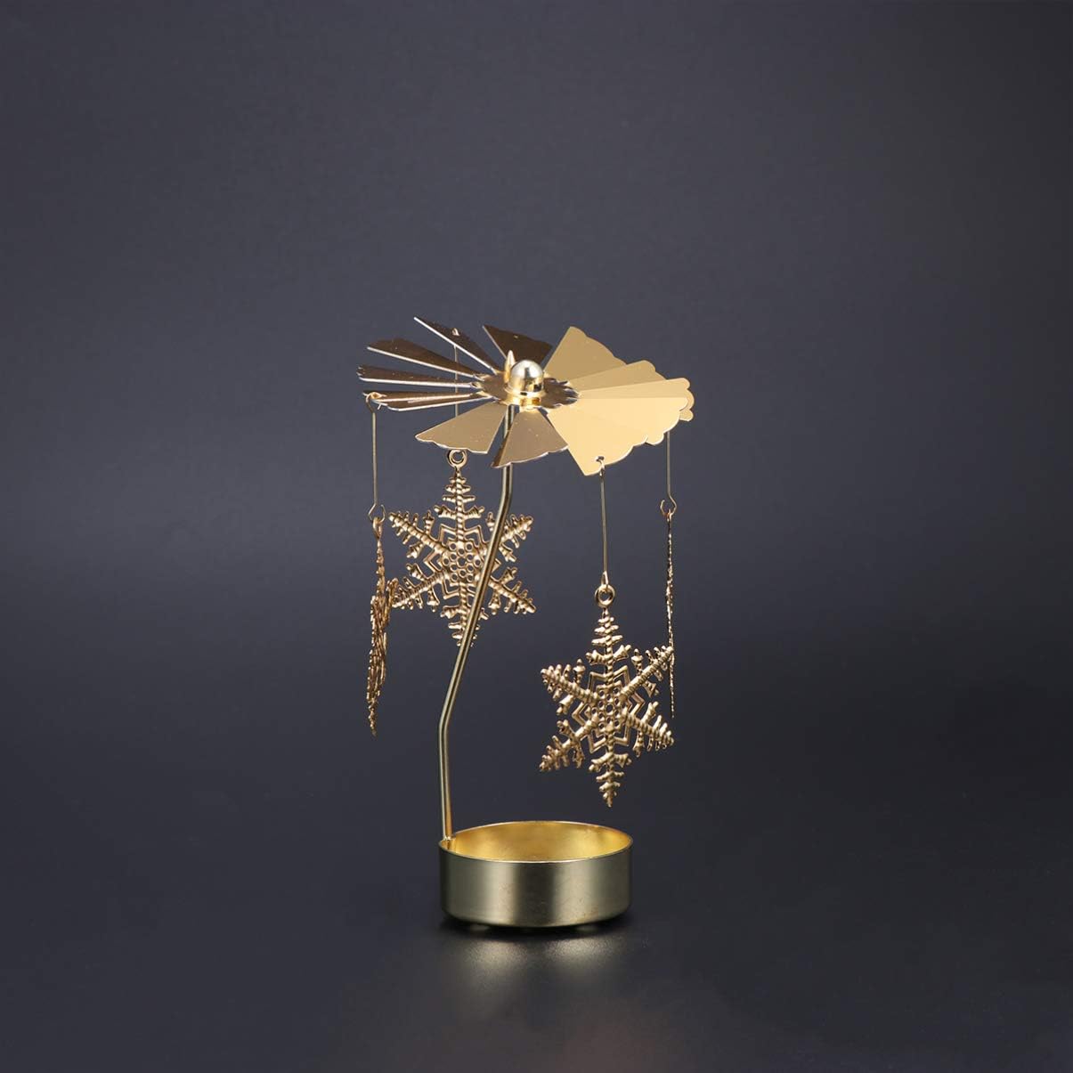 Romantic Rotating Snowflake Candlestick Holder