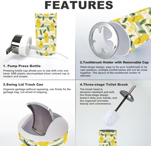 6-Piece Bathroom Accessory Set Durable Stylish for KIDS