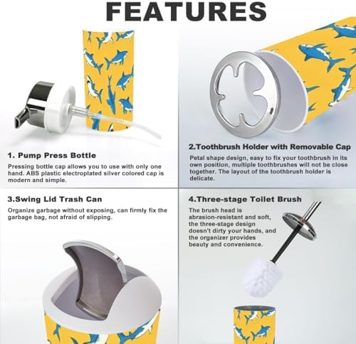 6-Piece Bathroom Set with Shark Pattern Looking Good