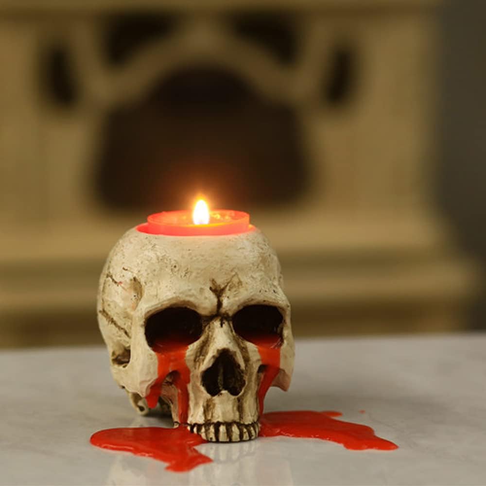BENEKIY Retro Skull Candle Holder Handmade