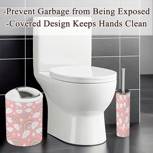 6-Piece Bathroom Set Cloud Rainbow Cartoon Pink Sky for Kids