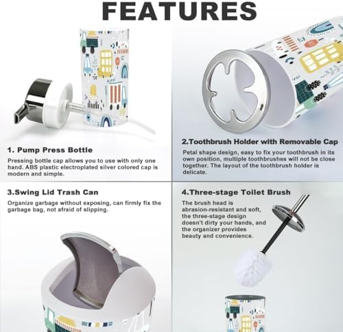 Bathroom Accessory Set Rainbow Road Design