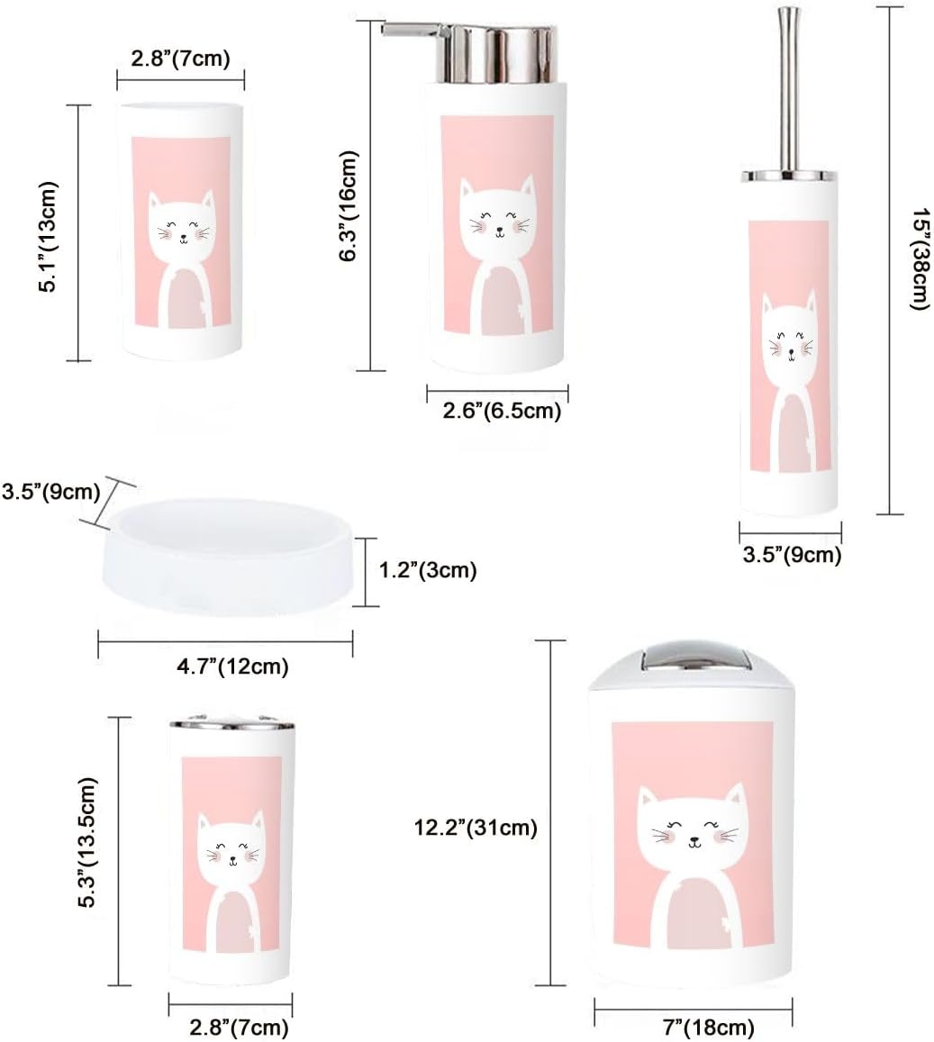 Bathroom Accessories Set 6 Pcs Cute Animal Decor Organizer
