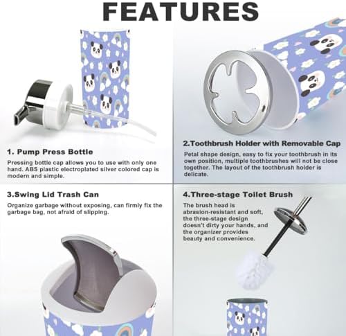 Stylish Kids Bathroom Set 6-Piece Kawaii Panda Bear Accessories