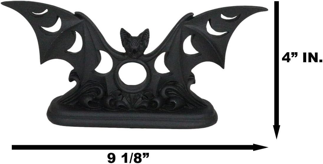 Ebros Gift Gothic Vampires Bat Votive Holder with Moon Phases
