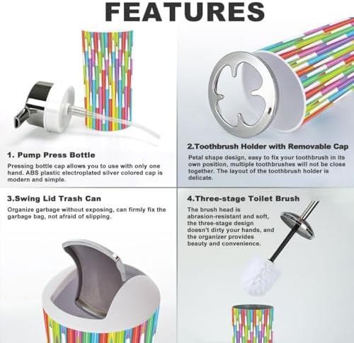 Rainbow Sequential Pattern bathroom accessesory set for kids
