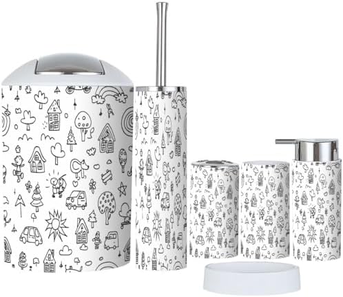 6-Piece Bathroom Accessories Set for Tidying Up and Organizing