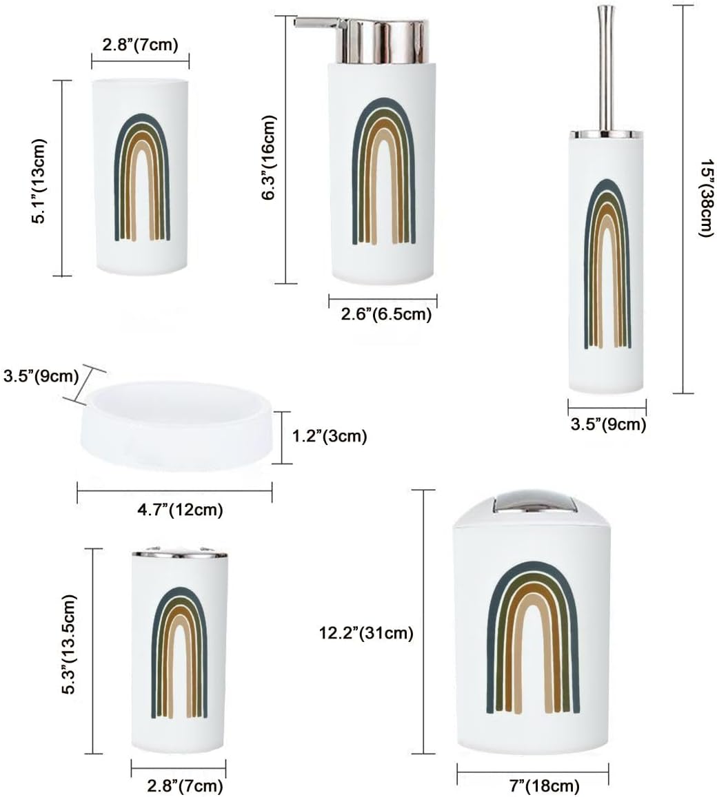 Rainbow Bathroom Accessory Set 6 Piece