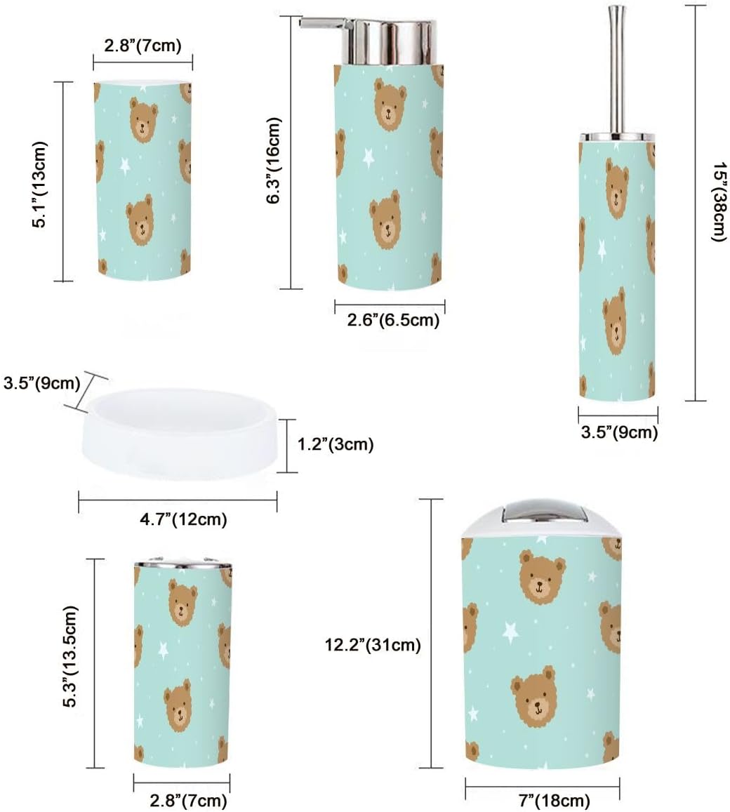 Cute Teddy Bear Bathroom Accessories Set
