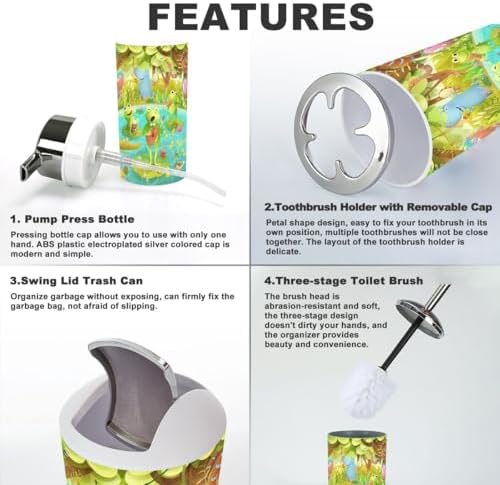 Sturdy Kids Bathroom Accessory Set with 6 Pieces - Durable Easy to Clean