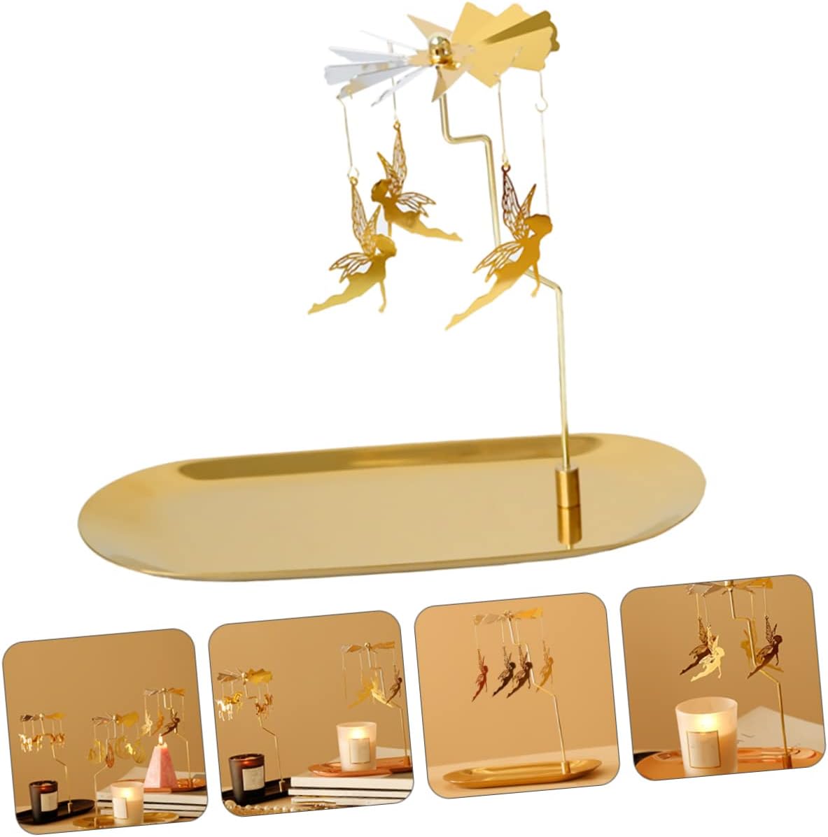 Stylish Golden Candle Bracket with Rotating Candle Support